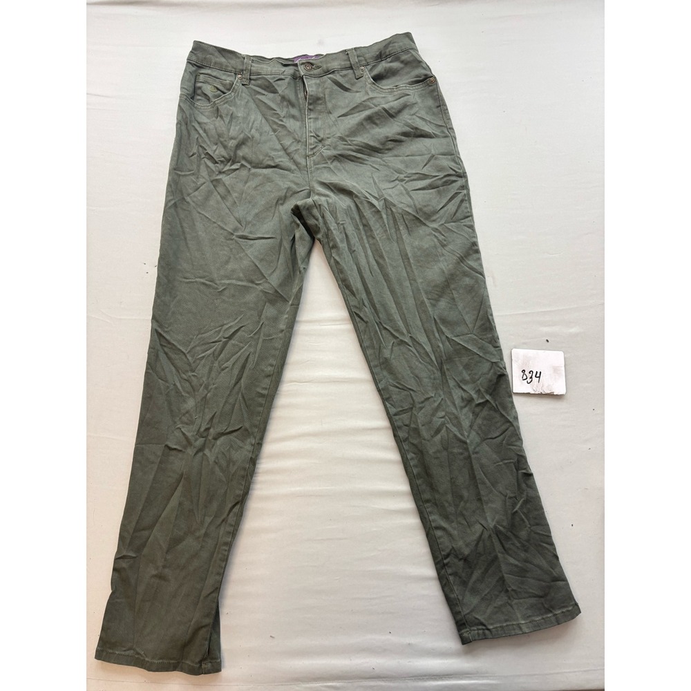 Gloria Vanderbilt Amanda Classic Tapered Pants Olive Green Size 14 High Rise